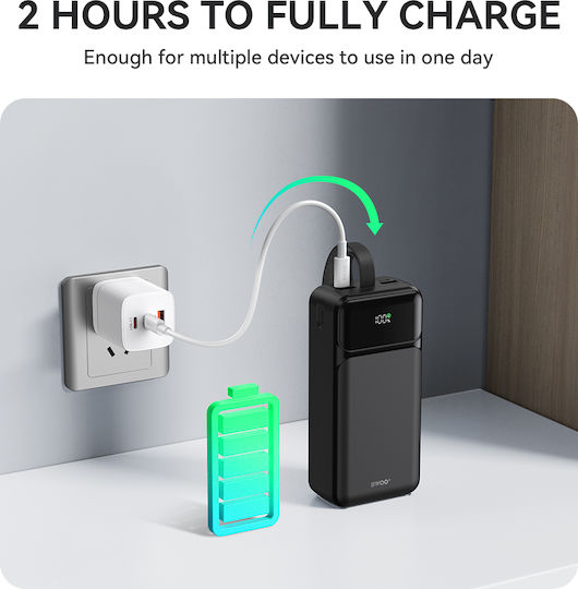 BWOO BO-P66 Power Bank 30000mAh 65W with 2 USB-A Ports and 2 USB-C Ports Power Delivery Black