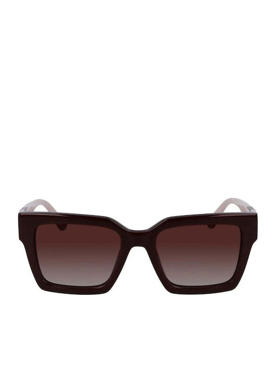 Karl Lagerfeld Feminini Ochelari de soare cu Burgundy Cadru și Maro Degrade Lentilă