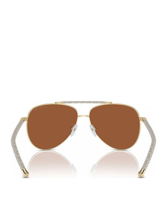 Michael Kors Women's Sunglasses with Gold Metal Frame and Brown Lens