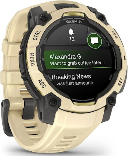 Garmin Instinct 3 AMOLED Aluminium 45mm Αδιάβροχο Smartwatch με Παλμογράφο (Citrine with Citrine Band)