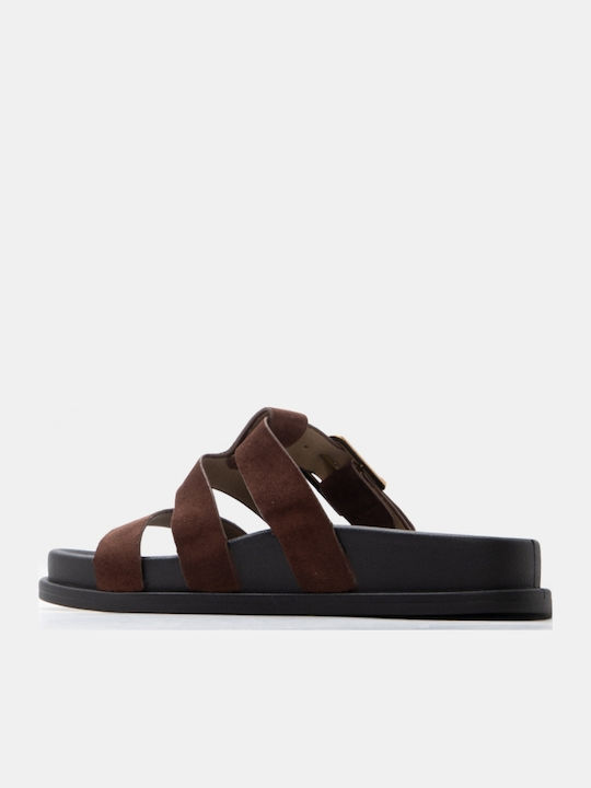 Flache Damen Sandalen Flatforms Braune