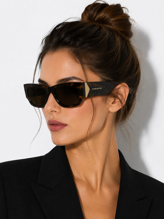 Victoria Beckham Damen Sonnenbrille mit Braun Kunststoff Gestell und Braun Linse