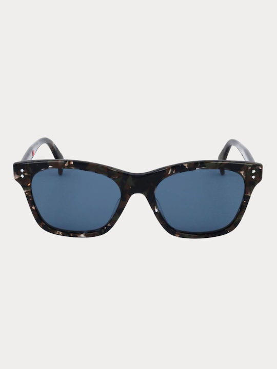 Kenzo Men's Sunglasses with Brown Tartaruga Plastic Frame and Blue Lens