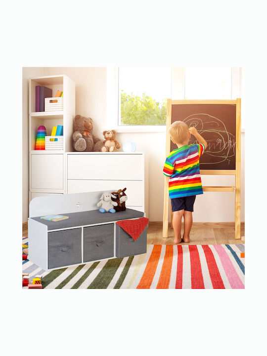 Relaxdays Система за съхранение на играчки от текстил бял 54x99x35см
