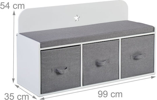 Relaxdays Система за съхранение на играчки от текстил бял 54x99x35см