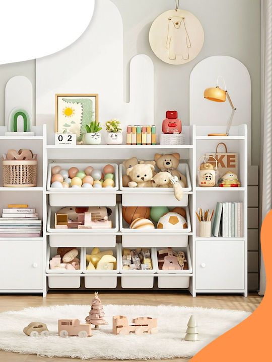 Relaxdays Система за съхранение на играчки от текстил бяла 94x139x30см