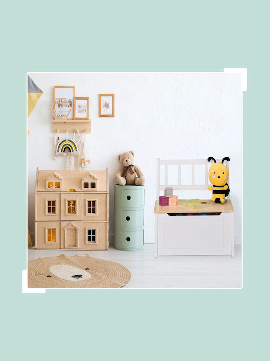 Relaxdays Cutie De Depozitare Pentru Copii Din Țesătură Albă 55x31x57cm