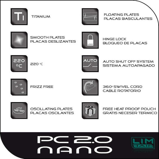 Lim Hair Pc 2.0 Nano Πρέσα Μαλλιών με Κεραμικές Πλάκες