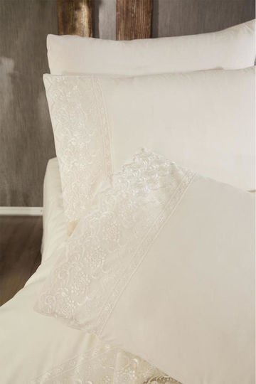 SteweHome Duvet Cover Set 200x220cm Double With 4 Pillowcases Beige
