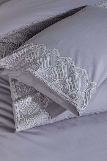SteweHome Duvet Cover Set 200x220cm Double With 2 Pillowcases Gray