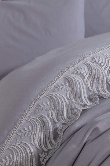 SteweHome Duvet Cover Set 200x220cm Double With 2 Pillowcases Gray
