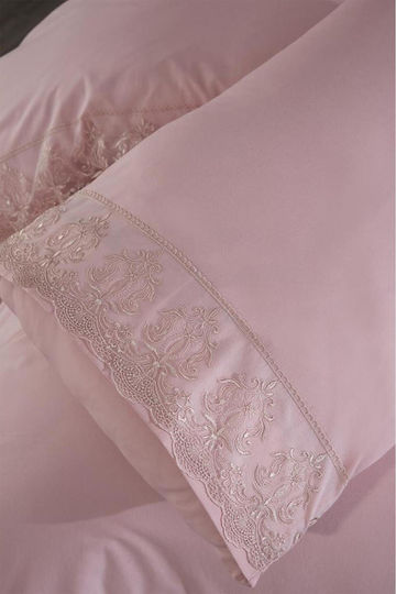 SteweHome Duvet Cover Set 200x220cm Double With 4 Pillowcases Pink