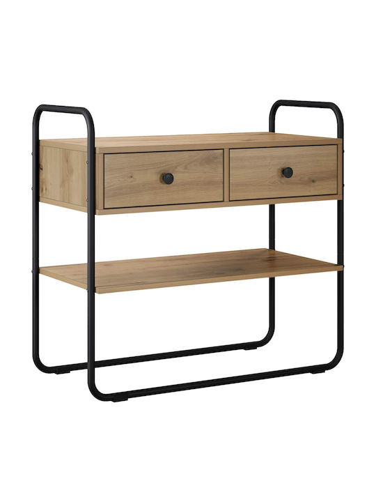vidaXL Konsolentisch Aus Holz Und Metall Eiche M80xB40xH75cm