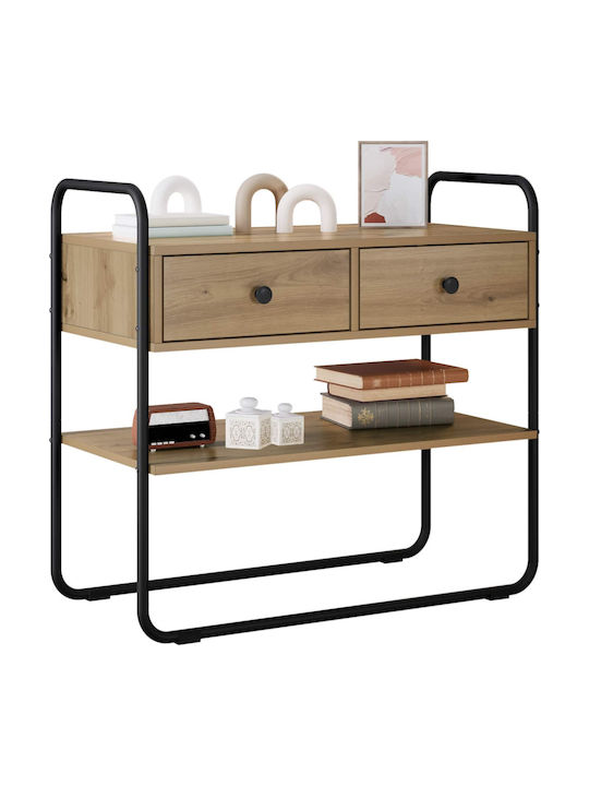 vidaXL Konsolentisch Aus Holz Und Metall Eiche M80xB40xH75cm