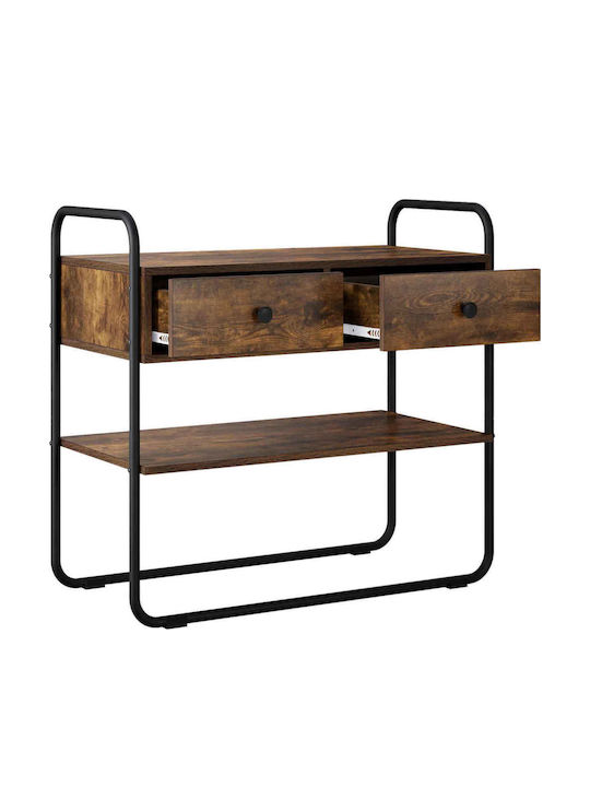 vidaXL Konsolentisch aus Holz und Metall Rauchholz Eichenholz M80xB40xH75cm