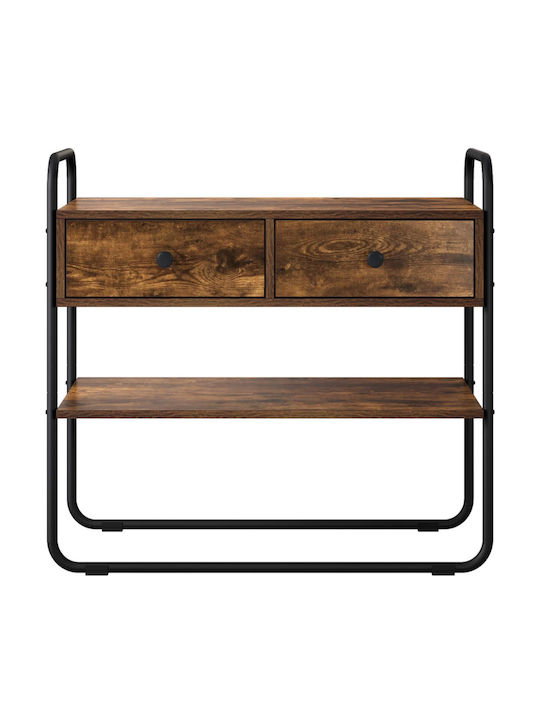 vidaXL Konsolentisch aus Holz und Metall Rauchholz Eichenholz M80xB40xH75cm