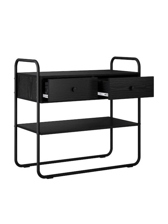 vidaXL Konsolentisch Aus Holz Und Metall Schwarz Eiche M80xB40xH75cm