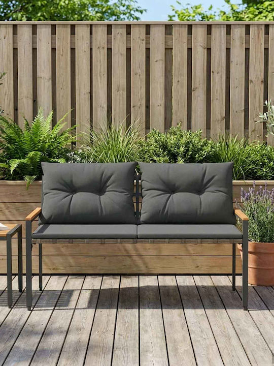 Outdoor Rattan Bench With Cushions 116x67.5x72cm