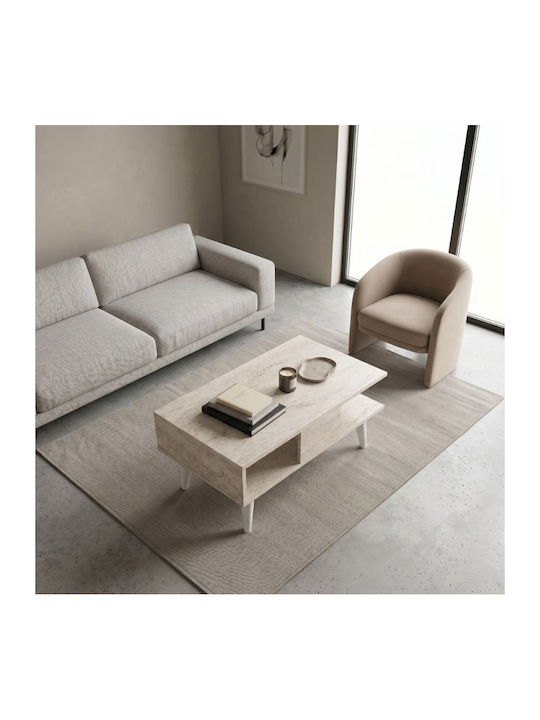 Ορθογώνιο Κεντρικό Τραπεζάκι Andros Ξύλινο Travertine Μ90xΠ54xΥ39.6εκ.