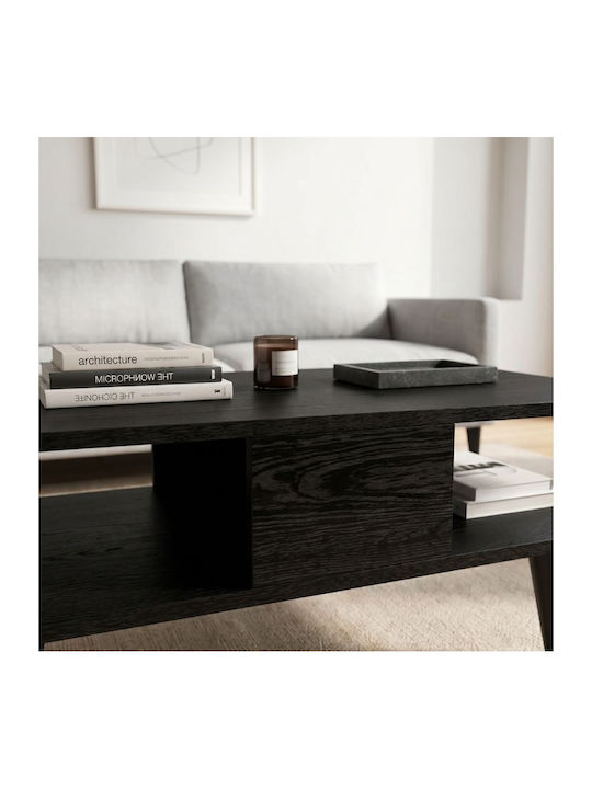 Rectangular Central Coffee Table Andros Wooden Sencron Black W90xD54xH39.6cm