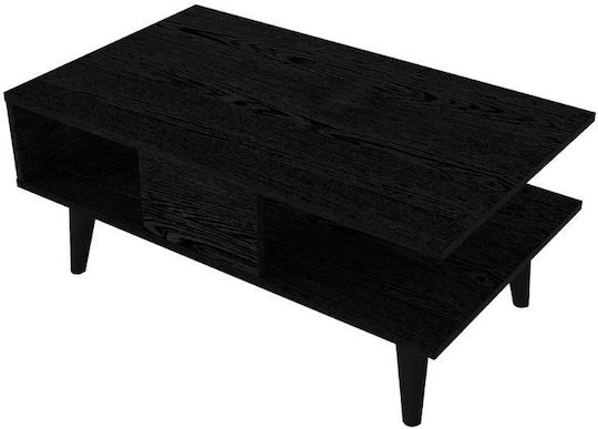Rectangular Central Coffee Table Andros Wooden Sencron Black W90xD54xH39.6cm