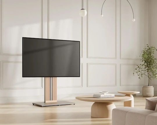 Fitueyes Zen Ft88 Morandi Grey Floor TV Stand 55"-88" Wooden Stand & Adjustable Height