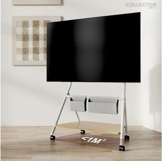Fitueyes Collector Tc78 White Floor TV Stand 55"-78" Casters & Organization Shelves