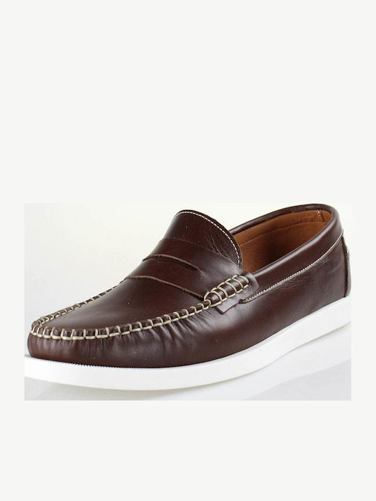 302 Δερμάτινα Ανδρικά Loafers σε Καφέ Χρώμα