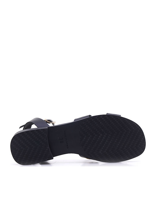 Leather Women's Flat Sandals Black