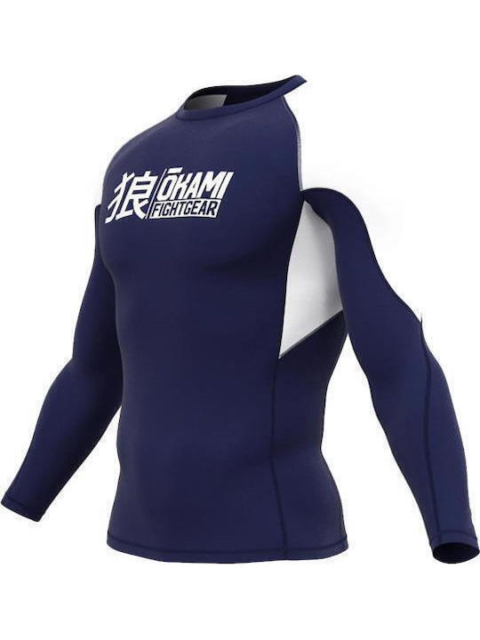 Okami Men's Long Sleeve Martial Arts Shirt ORS145 for Jiu-Jitsu MMA Kickboxing Blue
