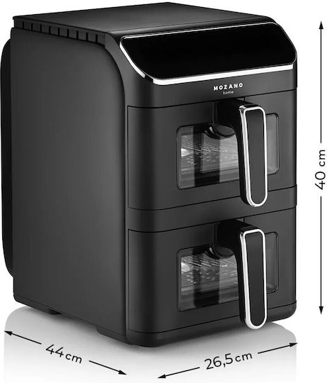 Mozano Home Air Fryer με Διπλό Αποσπώμενο Κάδο 11lt Μαύρο