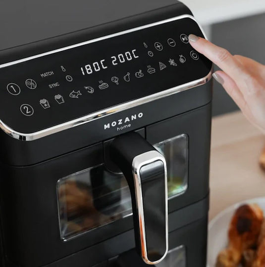 Mozano Home Air Fryer με Διπλό Αποσπώμενο Κάδο 11lt Μαύρο