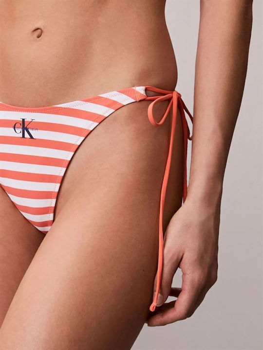 Bikinihosen mit Schnürung Cent Streifen & Eichel Orange