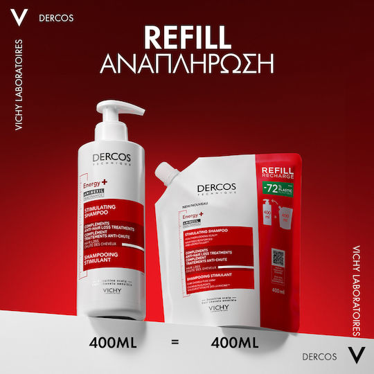 Vichy Dercos Energy+ Refill Σαμπουάν κατά της Τριχόπτωσης για Όλους τους Τύπους Μαλλιών 400ml