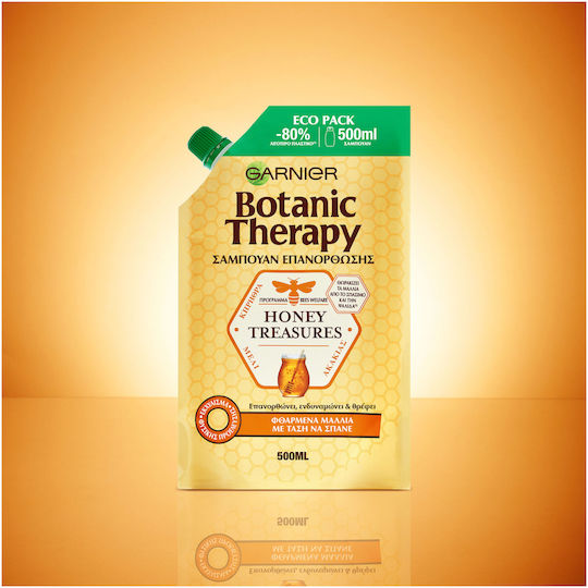 Garnier Botanic Therapy Honey Treasures Eco Pack Refill Σαμπουάν Αναδόμησης/Θρέψης & Ενυδάτωσης για Εύθραυστα Μαλλιά 500ml
