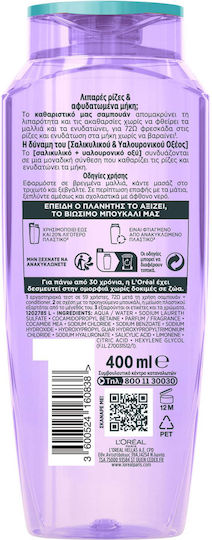 L'Oreal Paris Elvive Hydra Hyaluronic Pure Σαμπουάν Ενυδάτωσης για Λιπαρά Μαλλιά 400ml