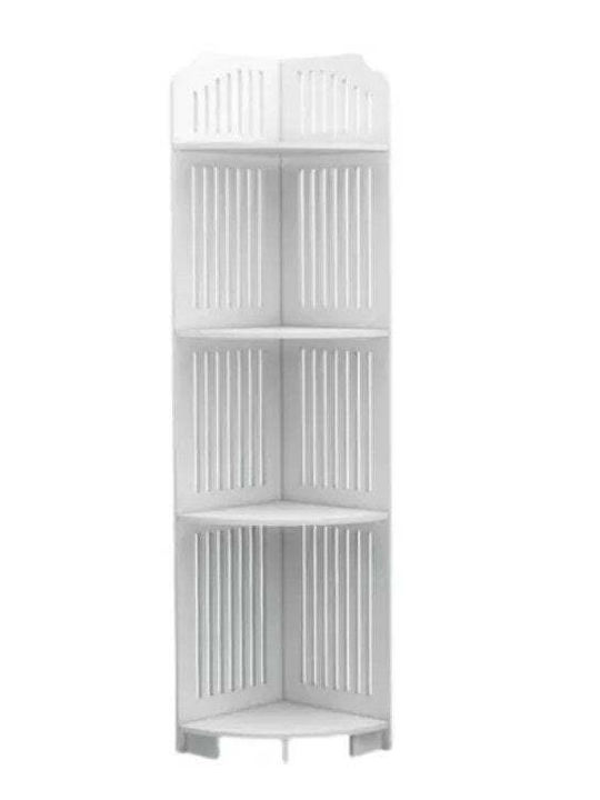 Raft de colț pentru baie 4 niveluri multifuncțional impermeabil ergonomic greutate maximă 15 kg alb