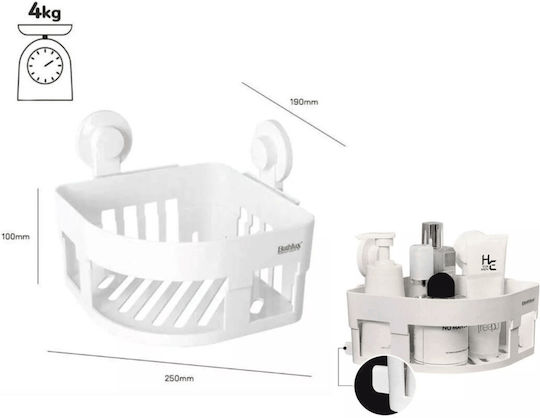 Bathlux Ъглов Стенен Рафт за баня Пластмасен 25x19x10см Бяла Bathlux Ъглов Стенен Рафт за баня Пластмасен 25x19x10см Бяла
