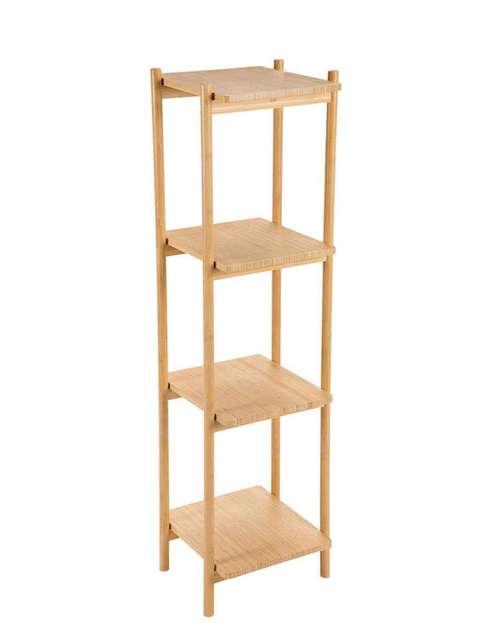 Andrea House Corner Wall Mounted Bathroom Shelf Bamboo 34x35x123cm Beige