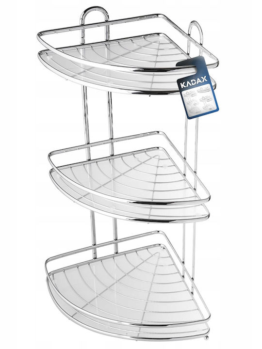 Kadax Corner Floor Bathroom Shelf Metallic Silver