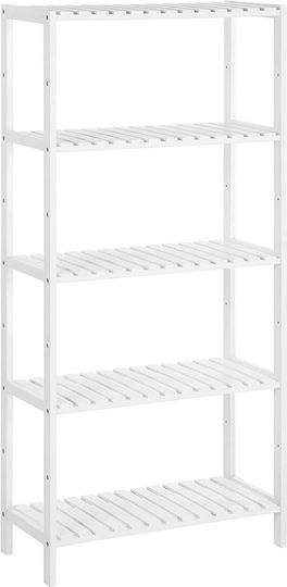 Songmics Boden Badezimmerregal Kunststoff mit 5 Regalen 60x26x130cm Weiße