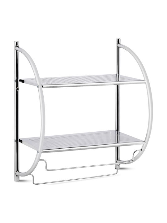 Costway Wall Mounted Bathroom Shelf Metallic 45x25.5x55cm Silver