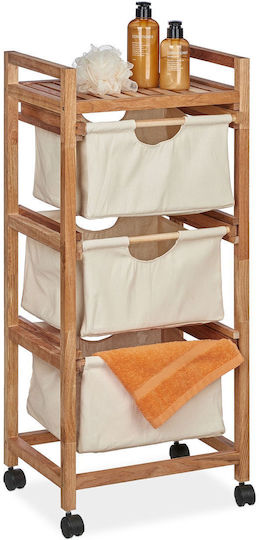 Relaxdays Boden Badezimmerregal Hölzernes mit 3 Regalböden 96x43.5x33.5cm Braun