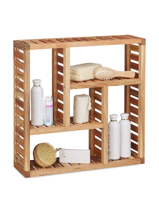 Relaxdays An der Wand montiert Badezimmerregal 50x50x15cm Braun