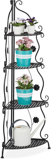 Relaxdays Colțar Montat pe perete Raft Baie Metal cu 4 Rafturi 113.5x31x31cm Neagră