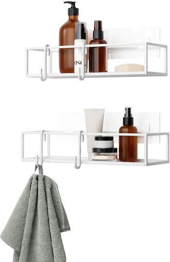 Umbra Cubiko Wall Mounted Bathroom Shelf Metallic 32x12x6cm White Umbra Cubiko Wall Mounted Bathroom Shelf Metallic 32x12x6cm White