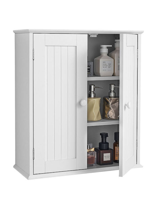 Vevor Wall Mounted Bathroom Shelf Wooden 53x24x61cm White