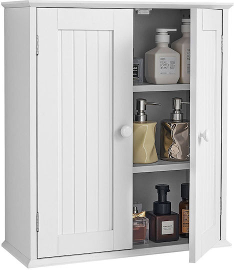 Vevor Επιτοίχια Ραφιέρα Μπάνιου Ξύλινη 53x24x61cm Λευκή