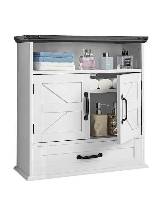 Vevor Wall Mounted Bathroom Shelf Wooden 61x23x63.7cm White