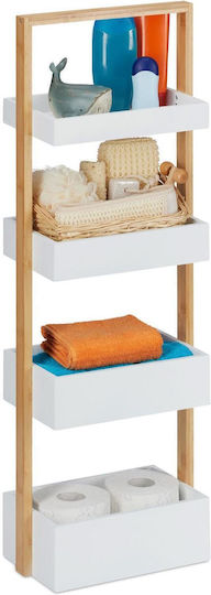Relaxdays Rafturi de baie Raft Baie Lemn cu 4 Rafturi 88x30x18cm Albă